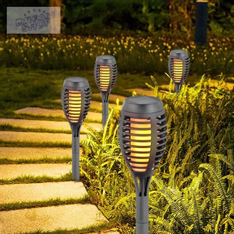 Pochodnia lampa solarna tańczące płomyki 12 led SMD szara