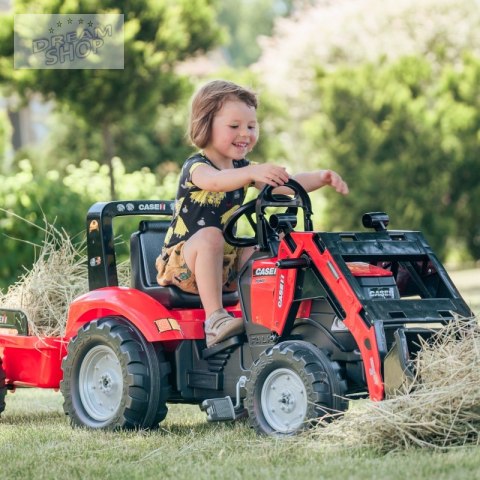 FALK Traktor Case na Pedały z Łyżką i Przyczepką Czerwony od 3 Lat