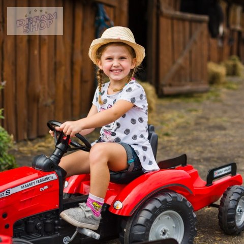 FALK Traktor Massey Ferguson Czerwony na Pedały z Przyczepką od 3 Lat