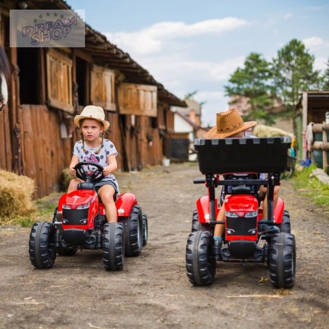 FALK Traktor Massey Ferguson Czerwony na Pedały z Przyczepką od 3 Lat