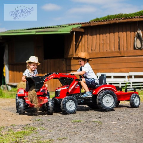 FALK Traktor Massey Ferguson Czerwony na Pedały z Przyczepką od 3 Lat