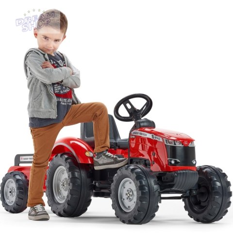 FALK Traktor Massey Ferguson Czerwony na Pedały z Przyczepką od 3 Lat