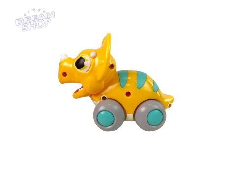 Dinozaur Na Kółkach Żółty Triceratops Figurka