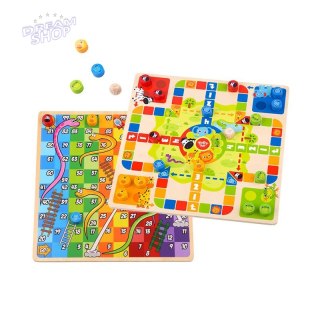 TOOKY TOY Gry Planszowe 2w1 Ludo Chińczyk + Węże i Drabiny