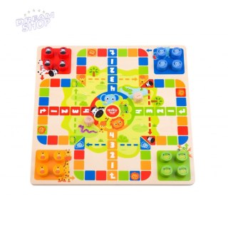 TOOKY TOY Gry Planszowe 2w1 Ludo Chińczyk + Węże i Drabiny